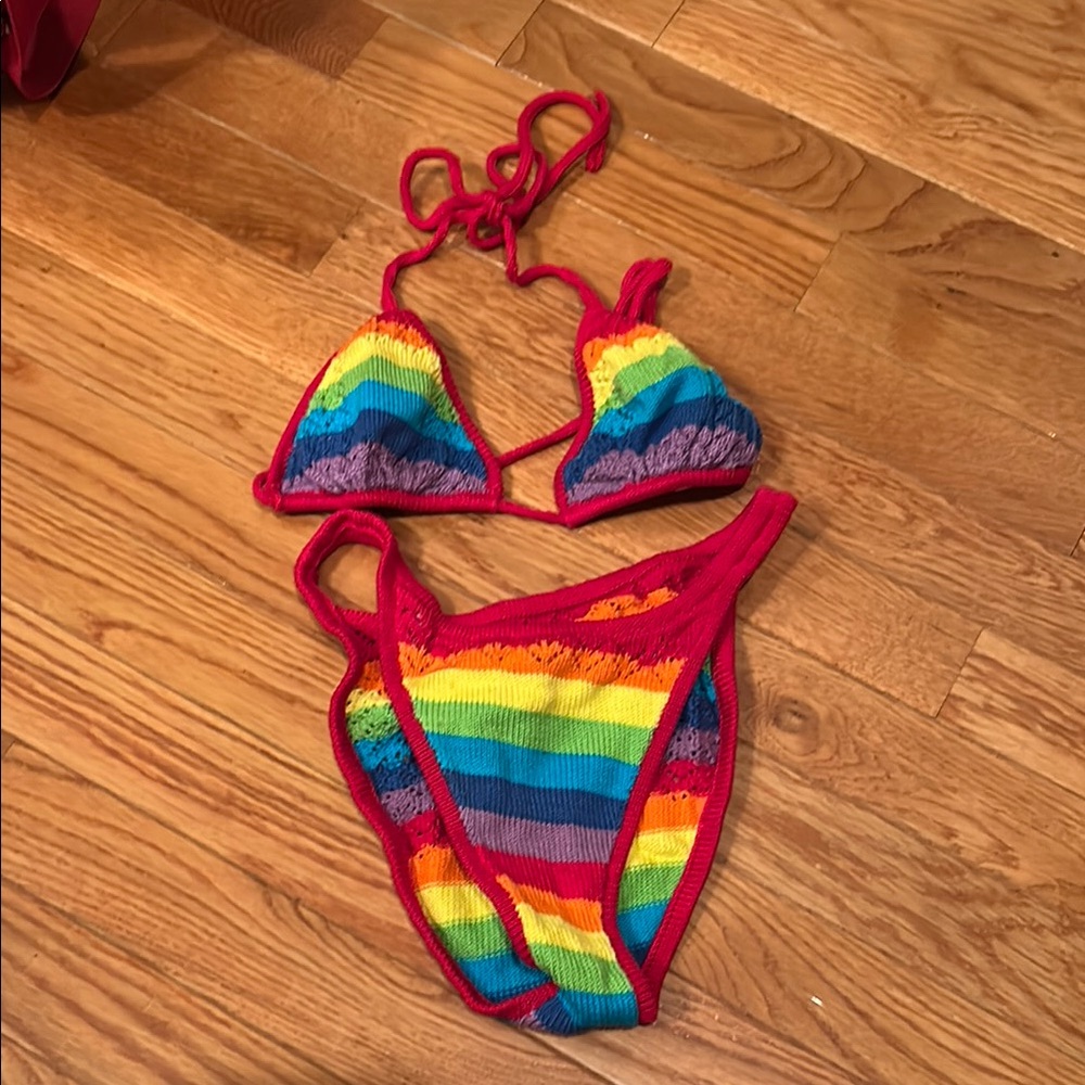 Rainbow Striped Bikini Set